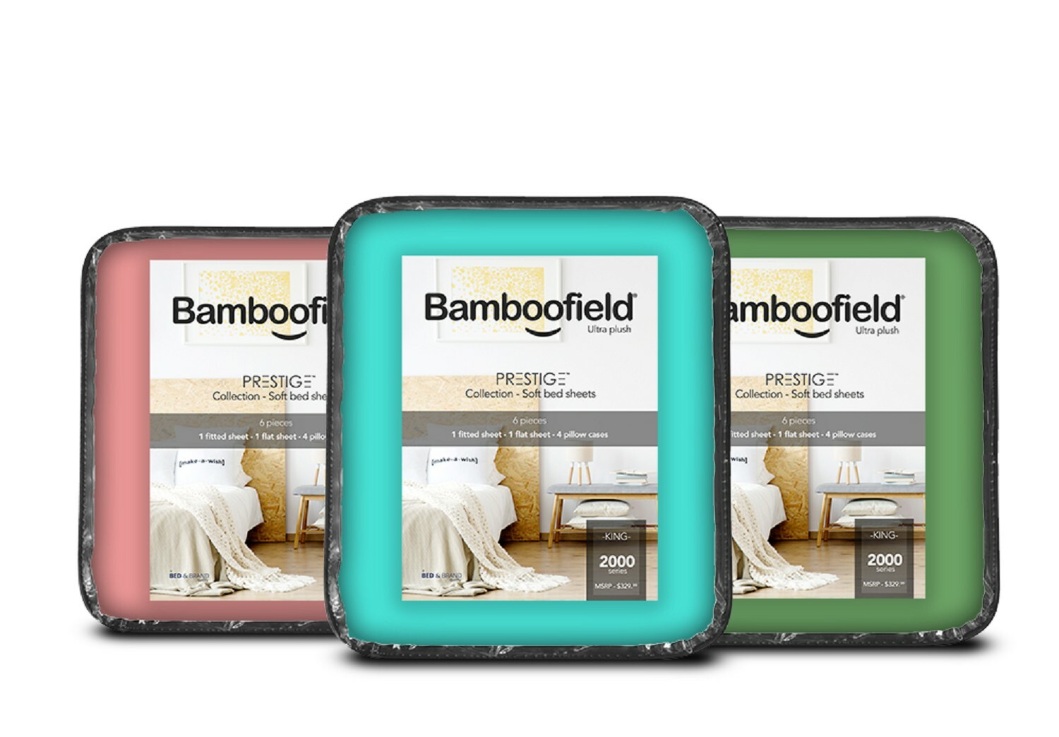 Bamboofield King-Queen-full-tw Sheets 6 Pcs Set Prestige Collection 12 COLORS