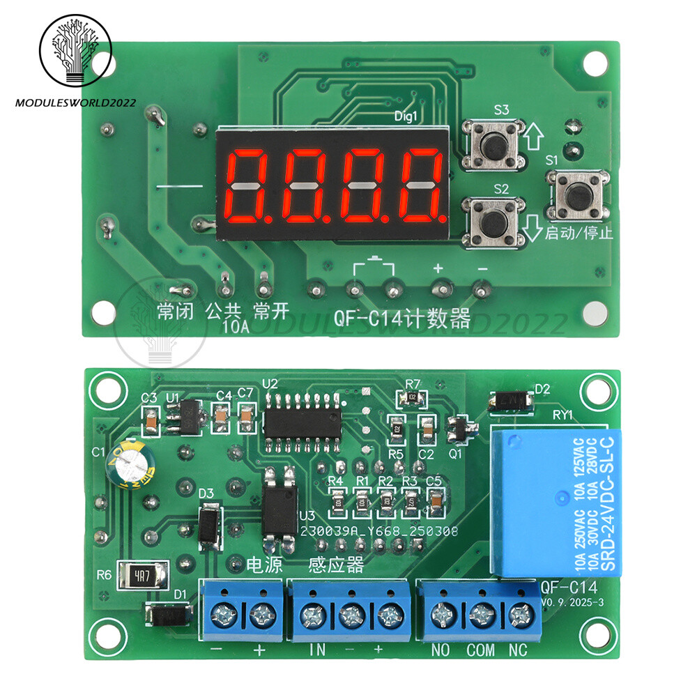 DC 12V 24V 4-digit Digital Counter Module Time Control Board With Relay Output