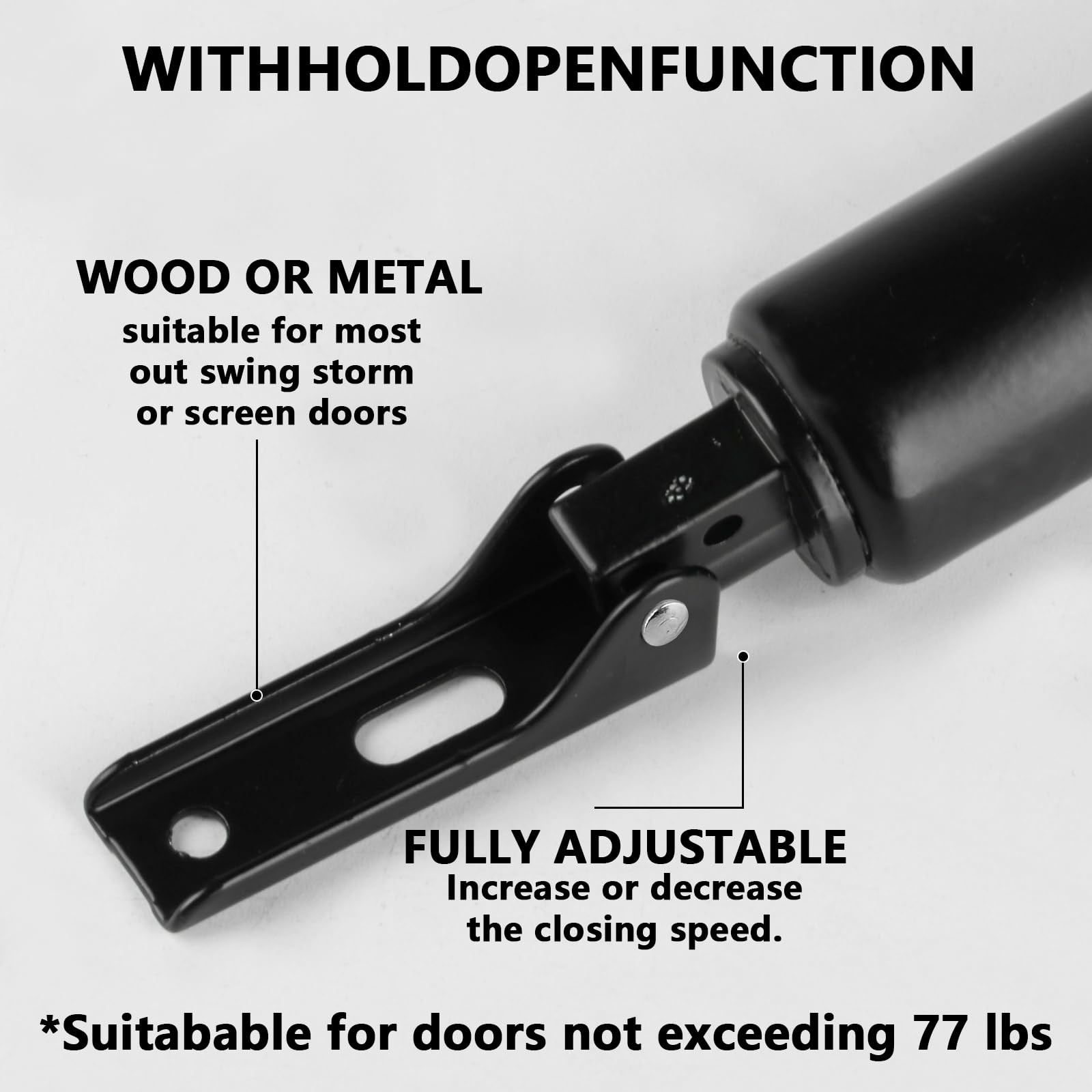1 PCS Black Pneumatic Screen Storm Door Closer Bracket Adjustable Spring