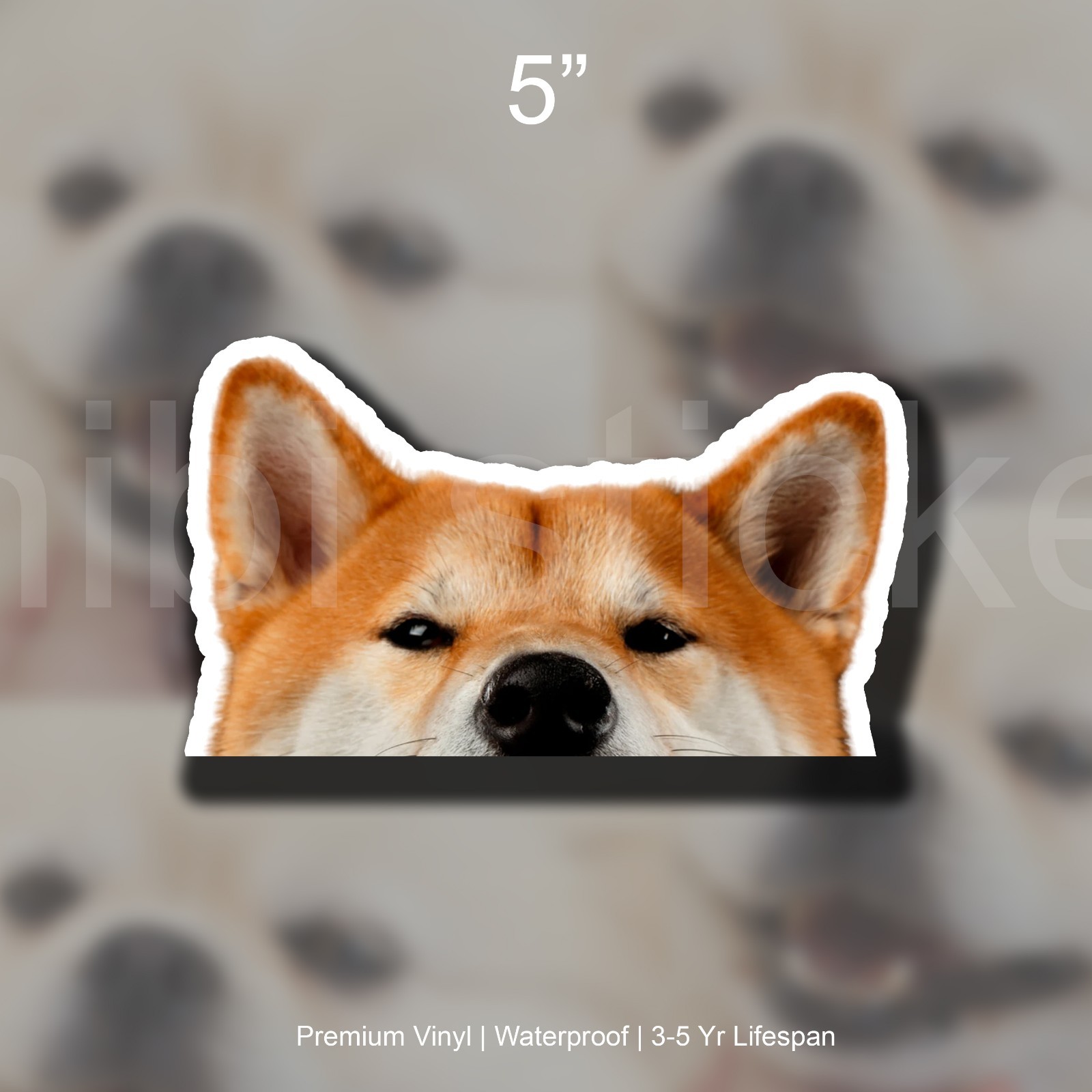 Red Shiba Inu Japanese Realistic Dog Peeker Sticker Vinyl Waterproof
