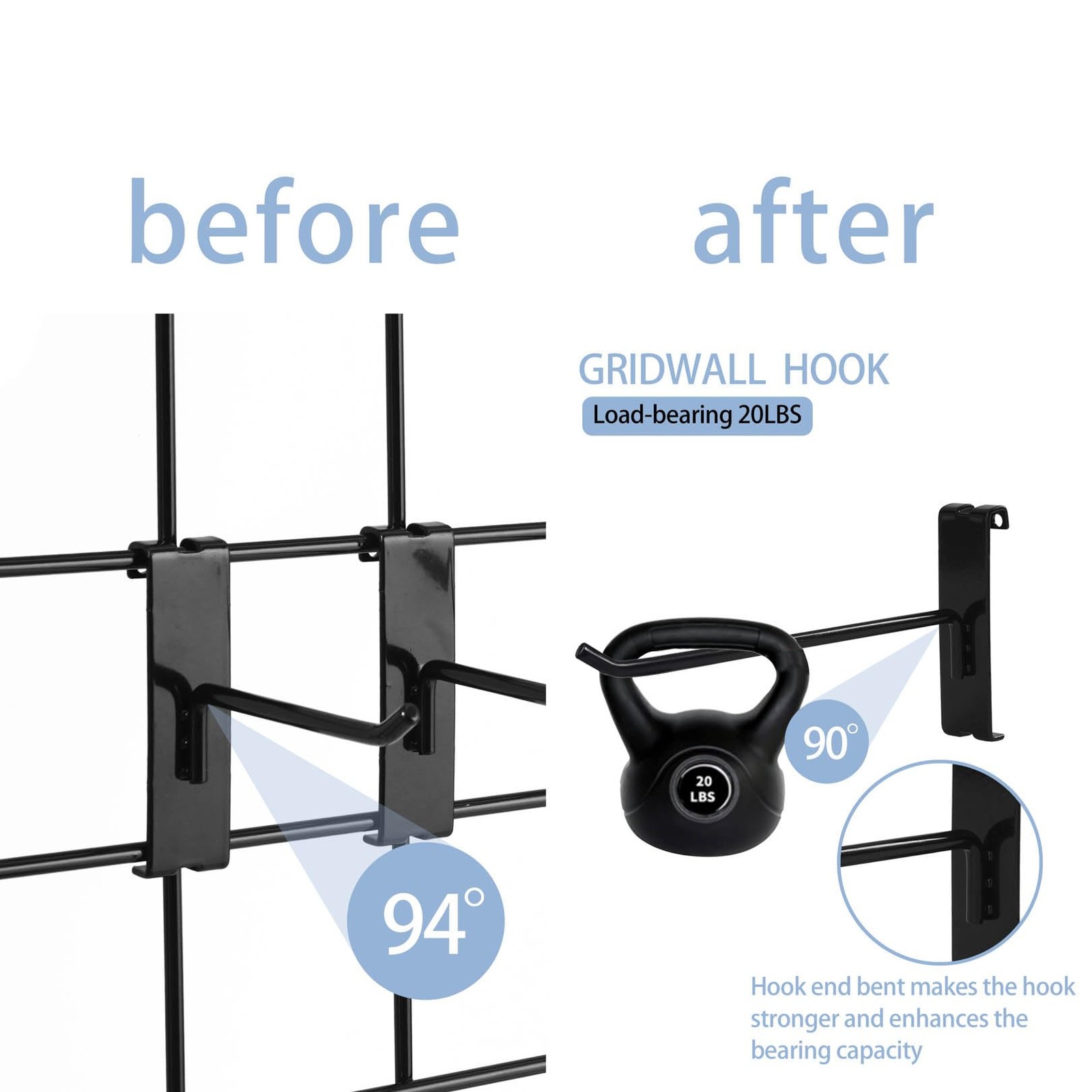 12 PCS Gridwall Peg Hooks Display Accessories Panel Organization Black 4 Inch