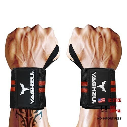 Wrist Wraps Weightlifting - Premium Quality Wrist Straps for Black Red