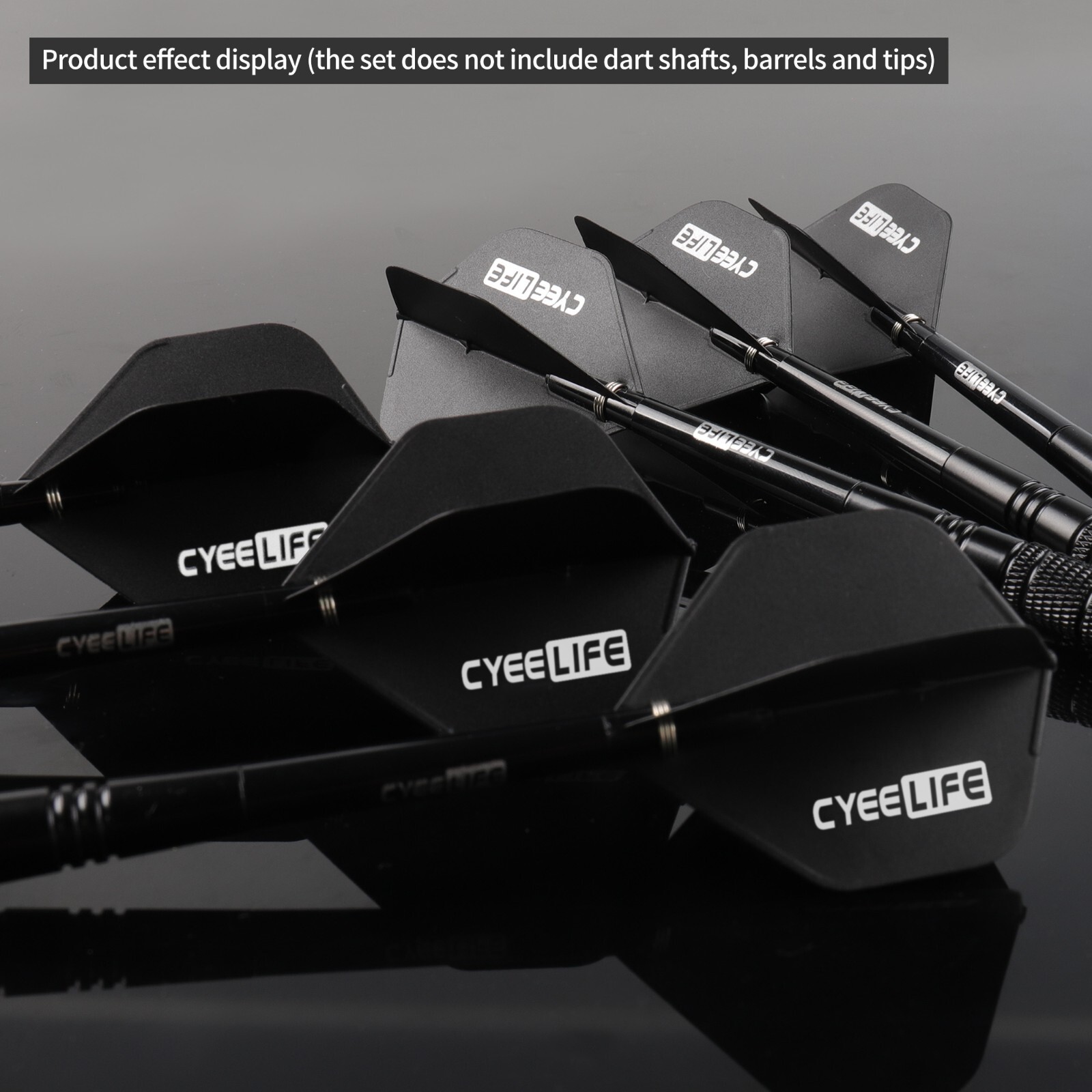 CyeeLife-6 PCS Black Plastic Molded Dart Flights+12 PCS Spring O-rings