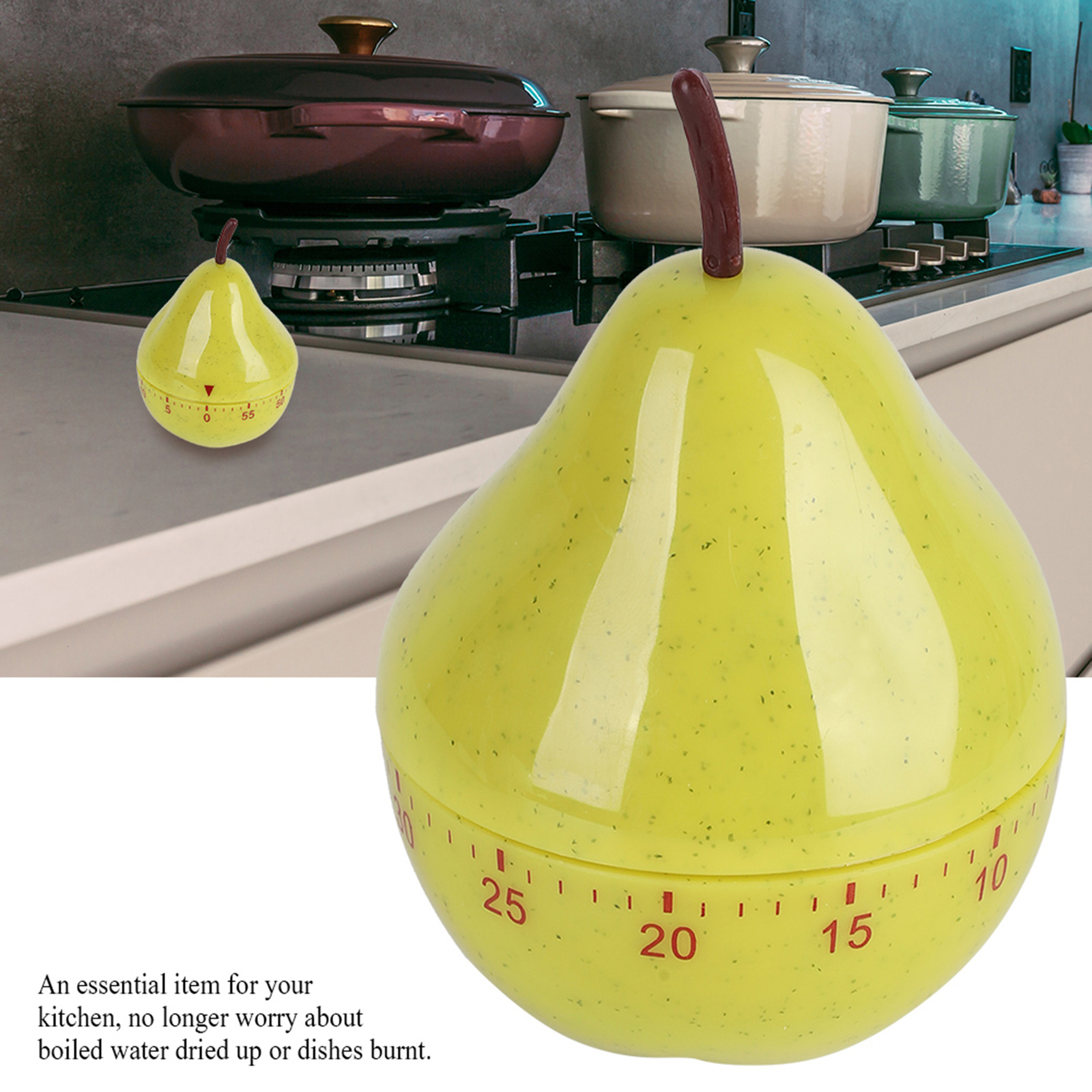 YA Cartoon Timer Pear Shaped Kitchen Timer Mini Cute 60mins Mechanical Manu Hot