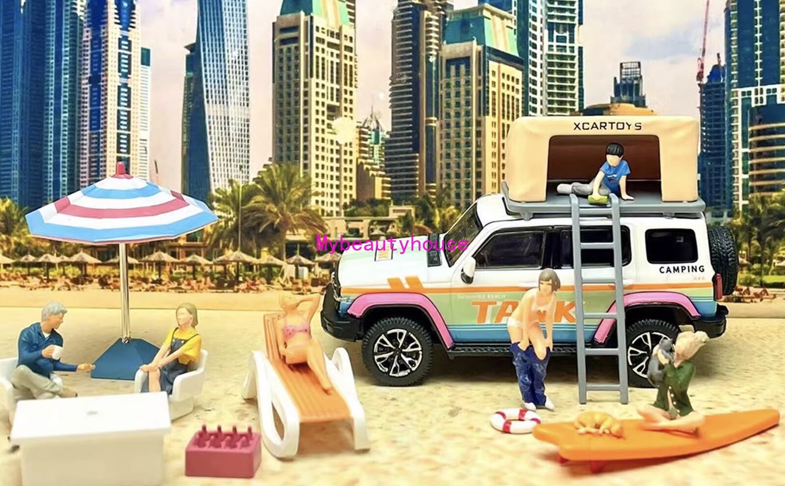 ED 1:64 Painted Figure Model Miniature  Diorama  Beach Outdoor Friends