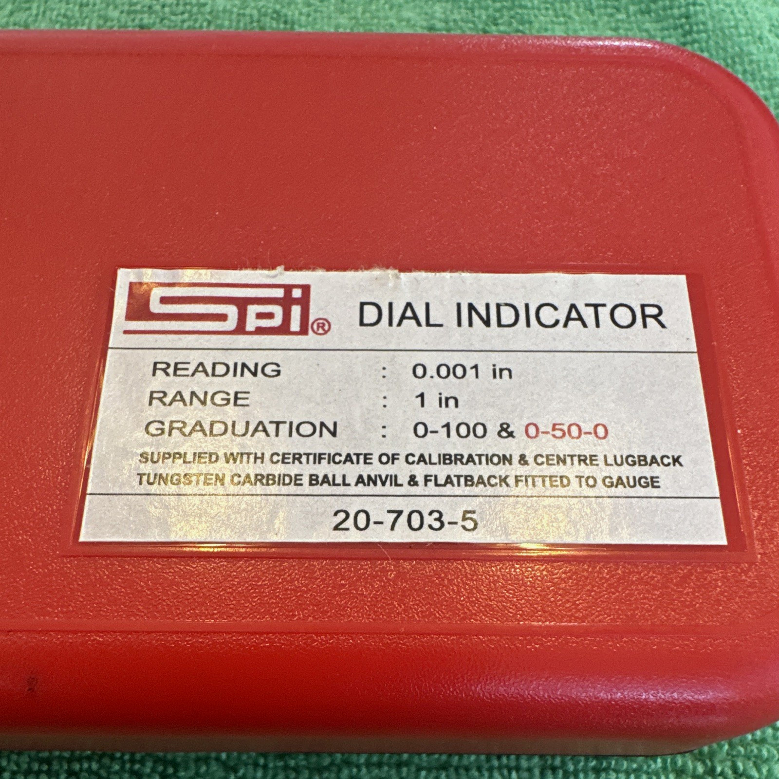 SPI Dial Indicator 0.001 in Reading, 1 in Range, MPN 20-703-5
