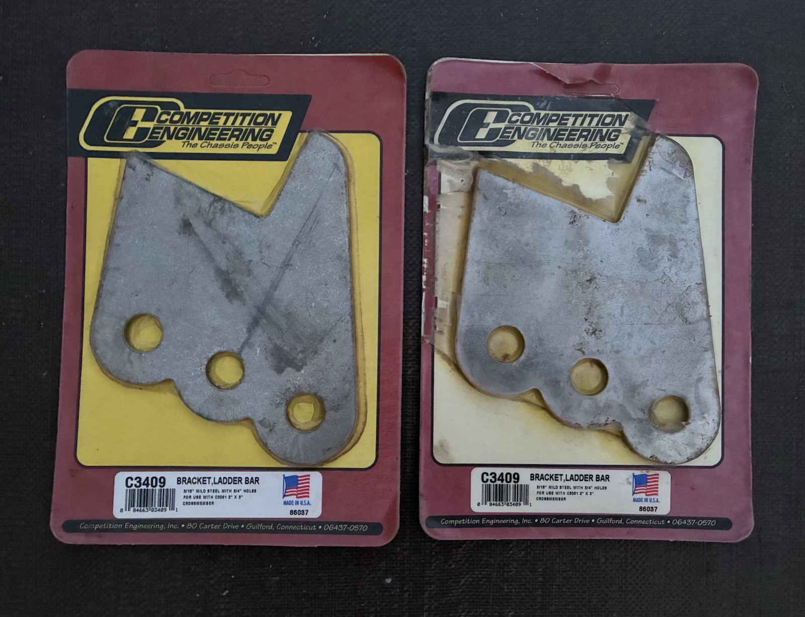 Lot of 2 Competition Engineering C3409 ladder bar brackets 2x3 crossmember NOS