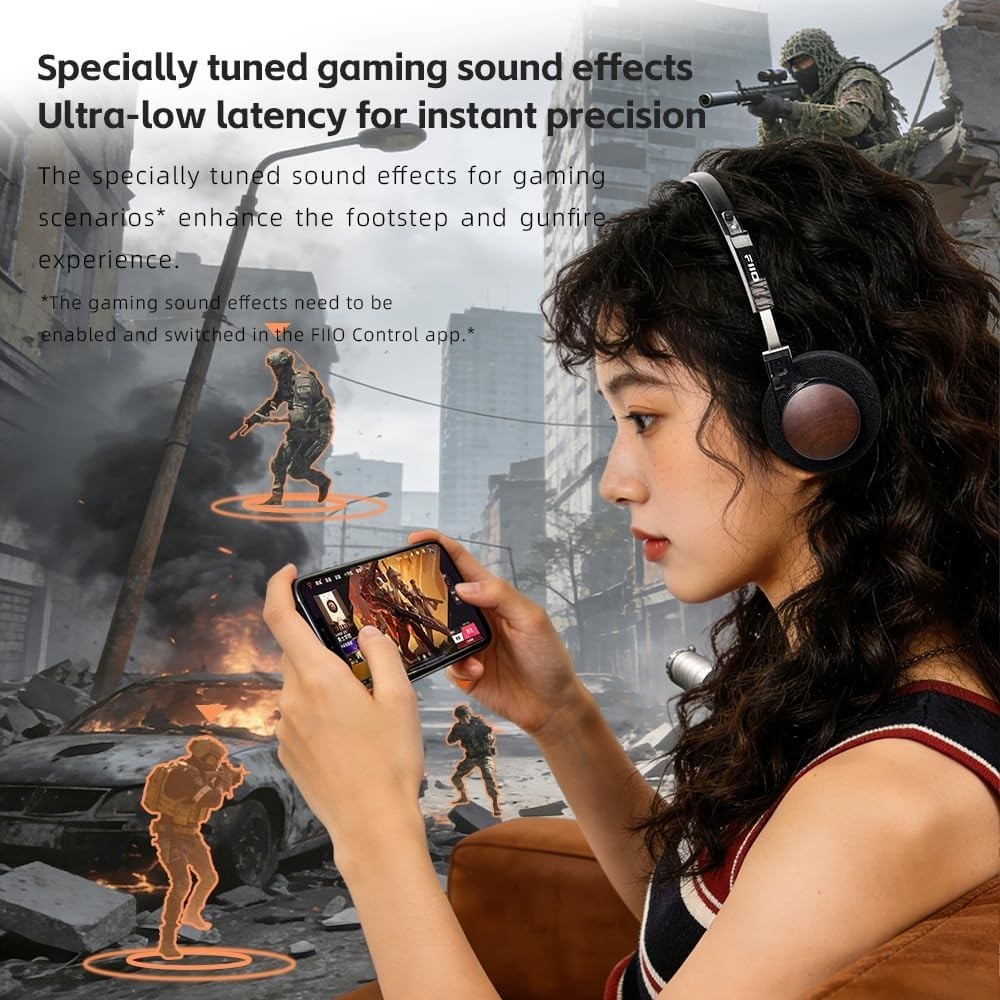 FiiO EH11 Lightweight Over-Ear Bluetooth Headphones, Dual Device (Transparent)