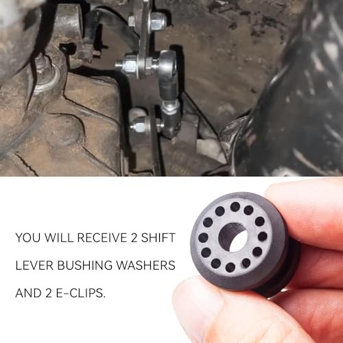 2PCS Transfer Case Shift Linkage Bushing with E-Clips, Transmission black