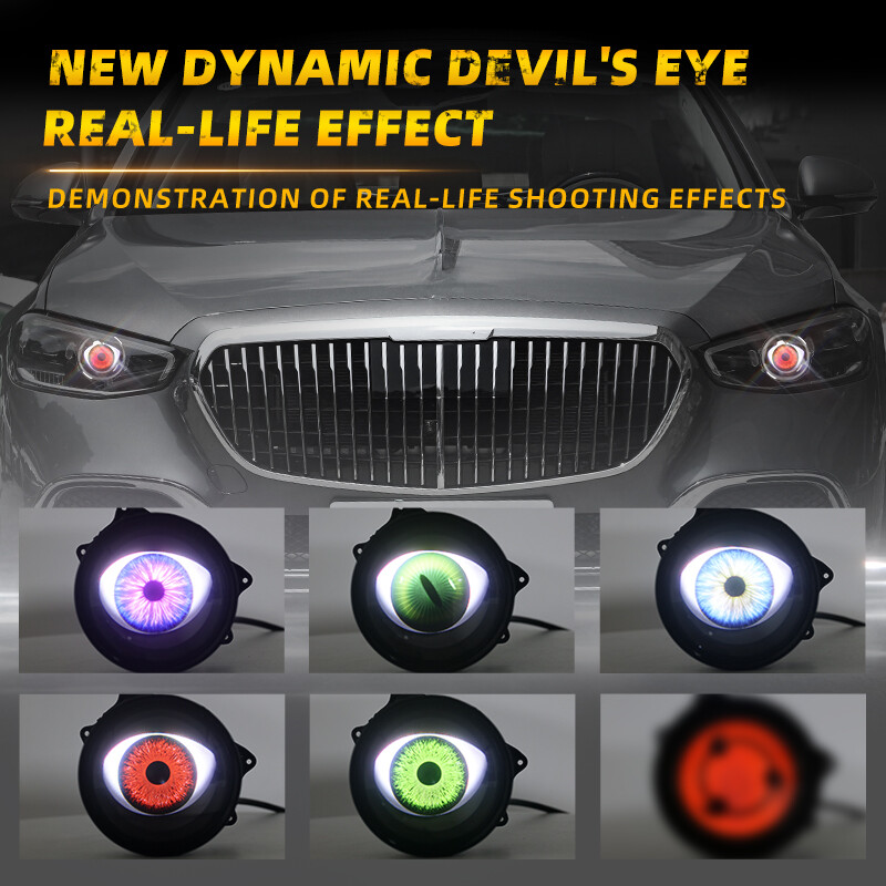 2025 12V LED Dynamic Devil Eyes Lights Car Remote Control Headlight Retrofit Kit