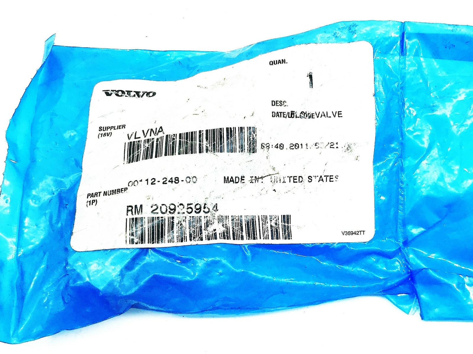 Volvo Construction OEM Flow Valve RM 20925954 NOS