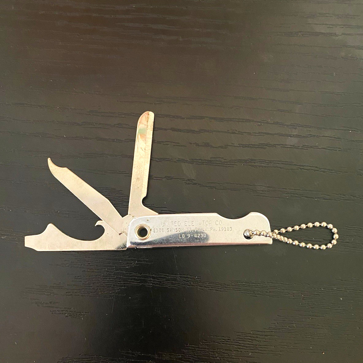Vintage Bassett USA 87 United Elevator Co Philadelphia Advertising Multi Tool