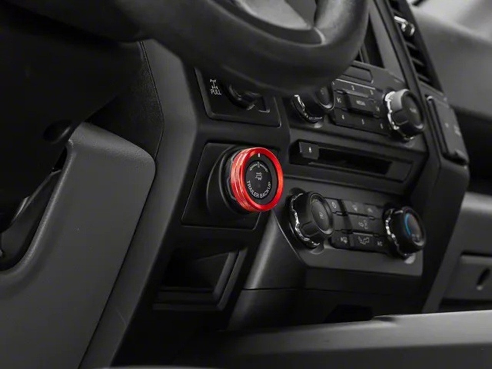 RedRock Trailer Button Knob Cover Trim Red Compatible For 2015-20 F-150