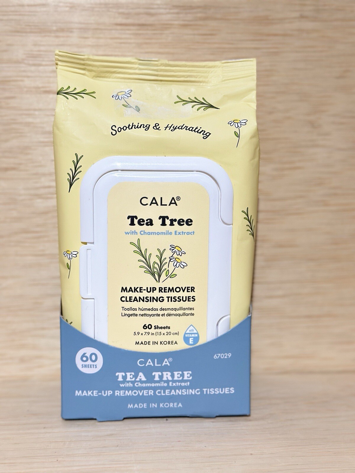 CALA Make-Up Remover Cleansing Tissues, Tea Tree with Chamomile Extract- 60ct