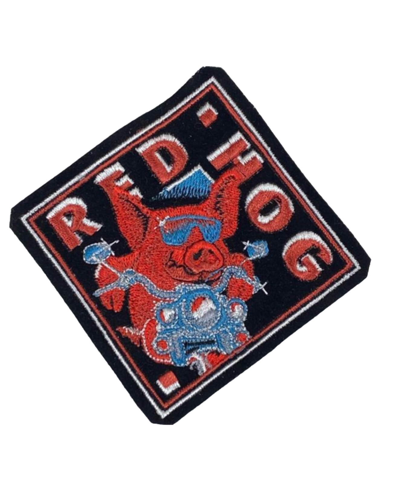 Biker Patch Embroidered Red Hog Motorcycle Sew On Pig Black Emblem 4”x4” NEW