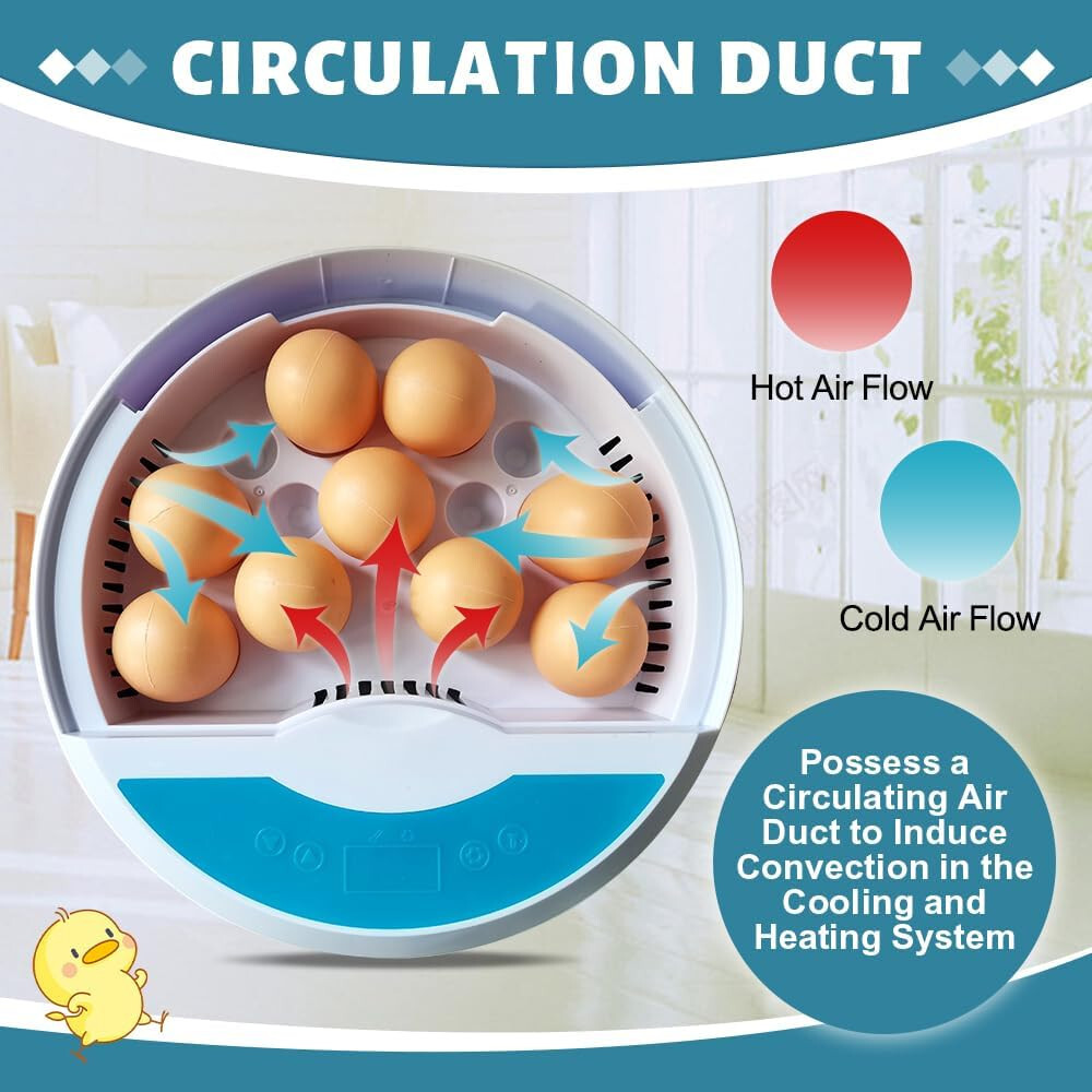 HBN 9 Egg Incubator w/ Temperature Control, Touch Operation& Temperature Display