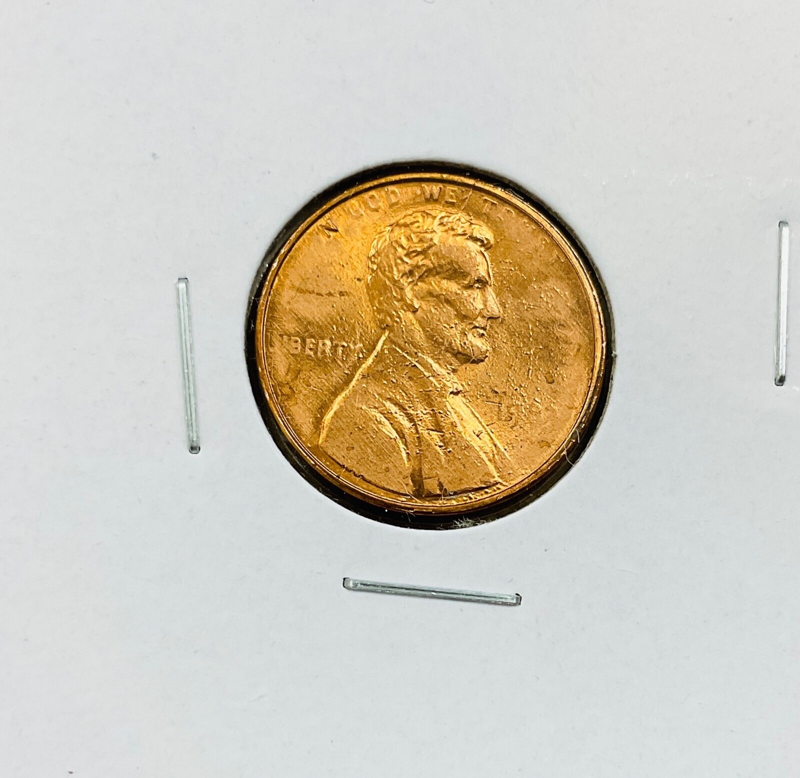 1983 Lincoln cent struck thru or die adjustment ERROR.