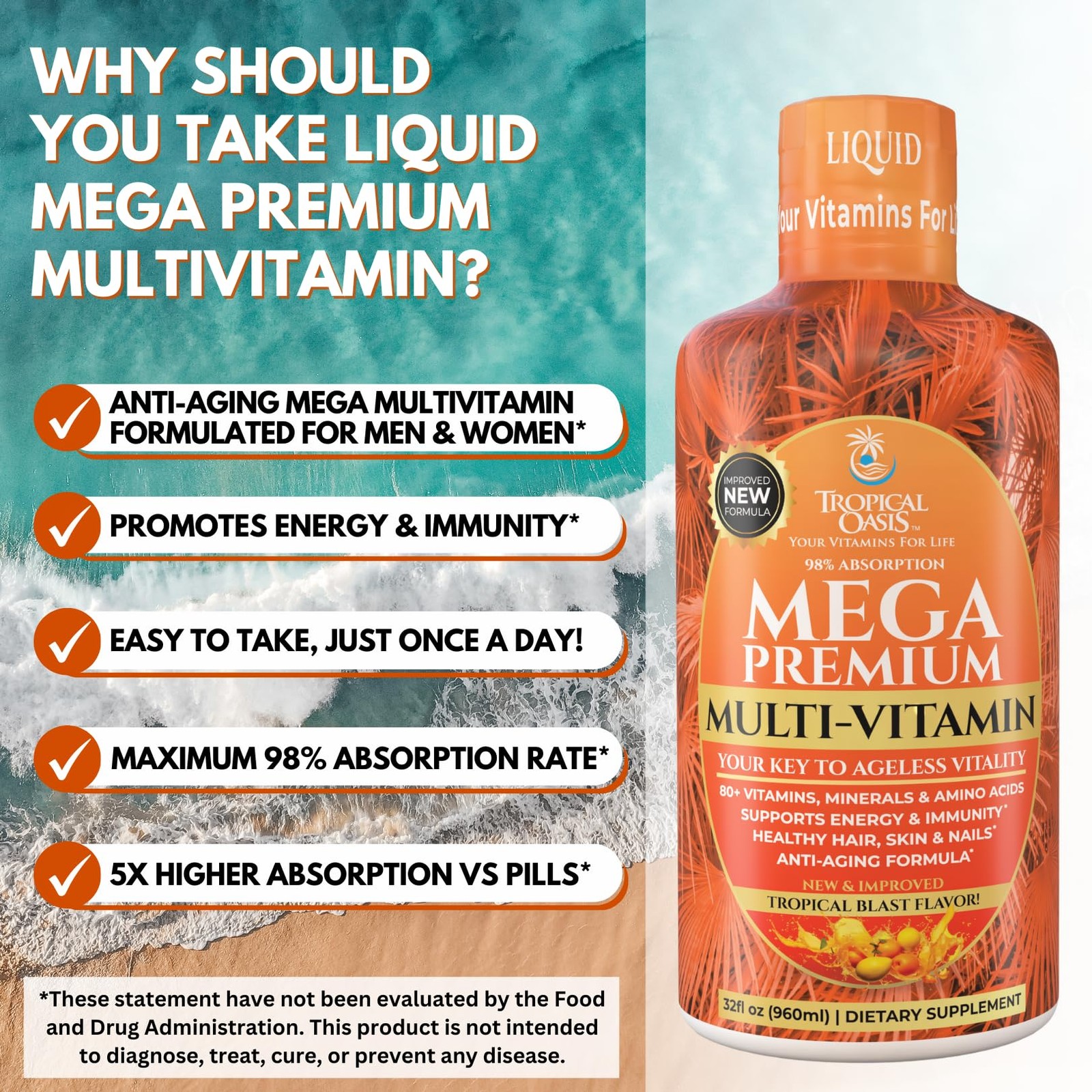 Liquid Multivitamin Natural Immune Support 32 Fl Oz Pack Mega Premium 1333%