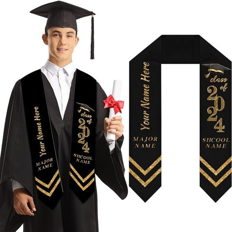 Personalized Congrats Graduation Stole, Graduation Stole Custom School Name, You