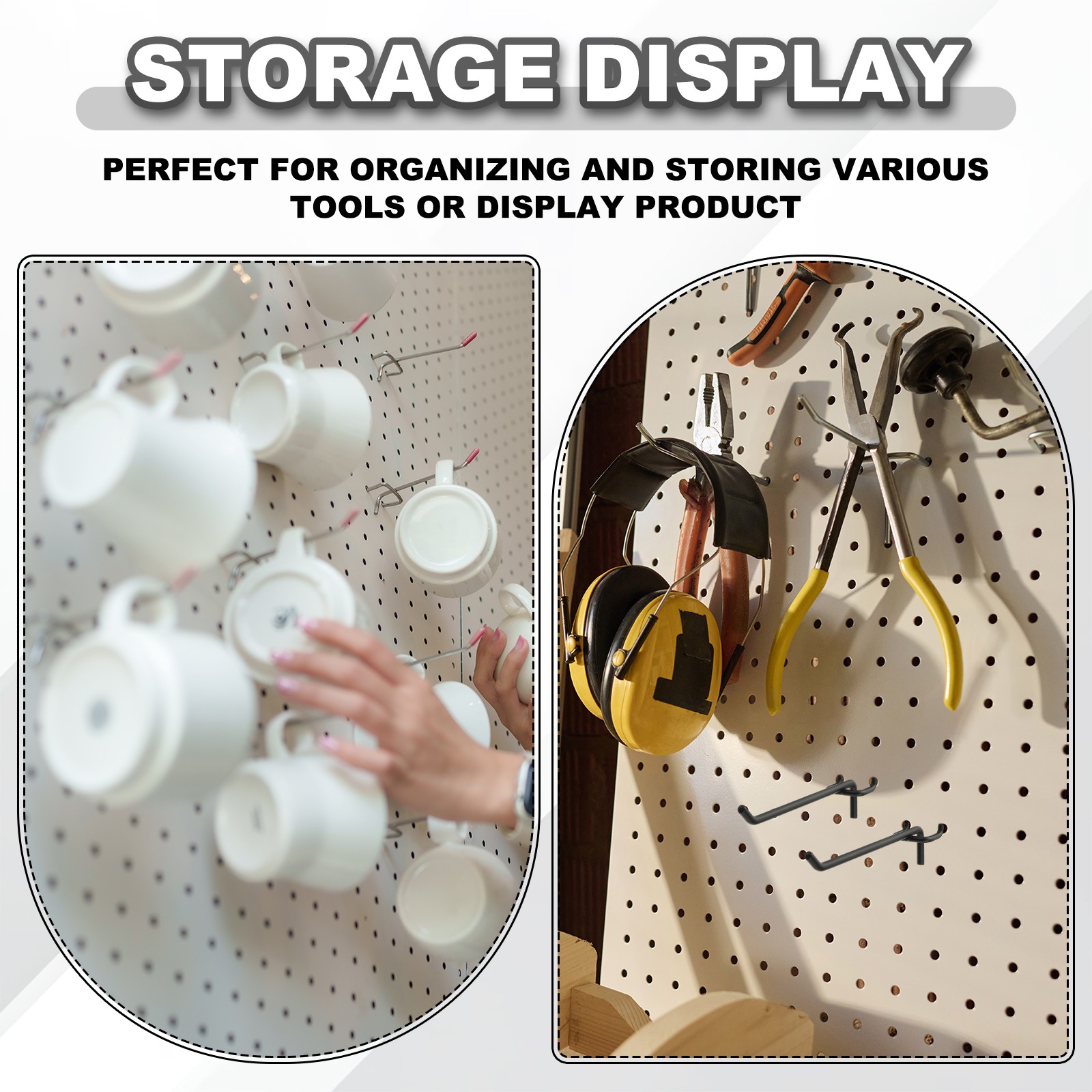 20 Pcs Pegboard Hooks, 3.9" Peg Board Hooks Kit, Silver Tone (1.2mm)