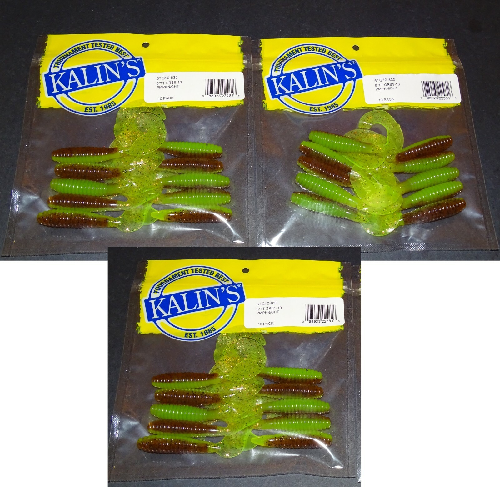 30 PCS KALIN'S 5" TPL THEART GRUBS FISHING LURES 830 PPKN CHART TL/3-10 PKS