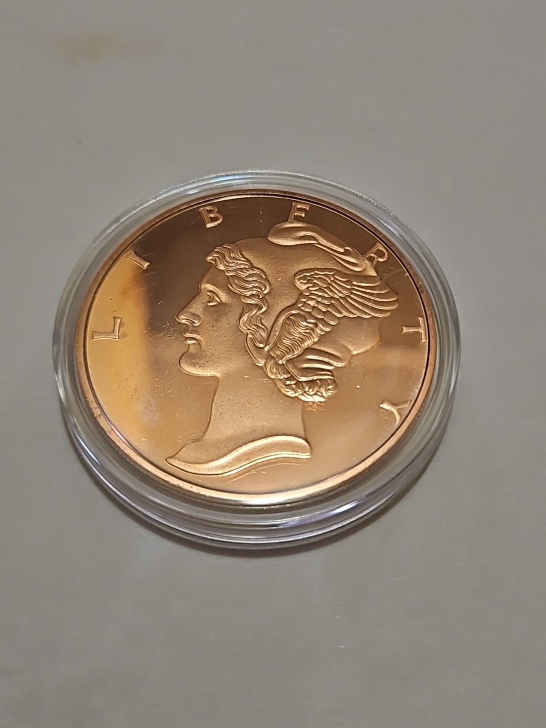 1 oz .999 Fine Copper Round of The Iconic Mercury Dime Coin  **IN CAPSULE**