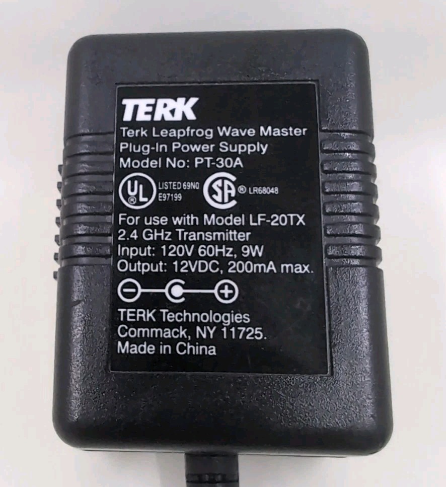 TERK Leapfrog Wave Master Power Plug Lead Model PT-30A AC Adapter Wall Plug