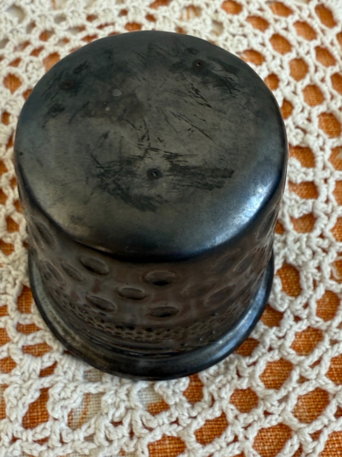Vintage 70's Mini 3" Flower Pot Sewing Thimble Shape