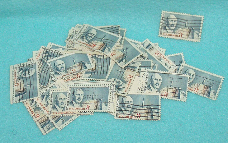 Robert H. Goddard Airmail Stamps -- Packet of over 70 Cancelled Stamps