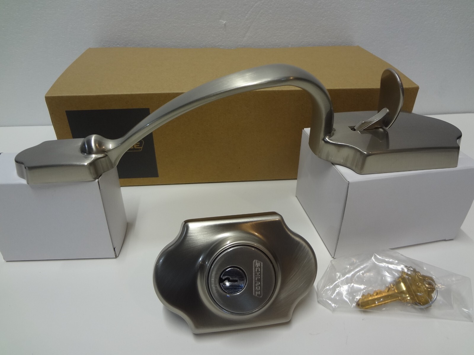 4 PIECES  Schlage JH58-PRS  Paris Single Cylinder Keyed Entry Handleset - Nickel