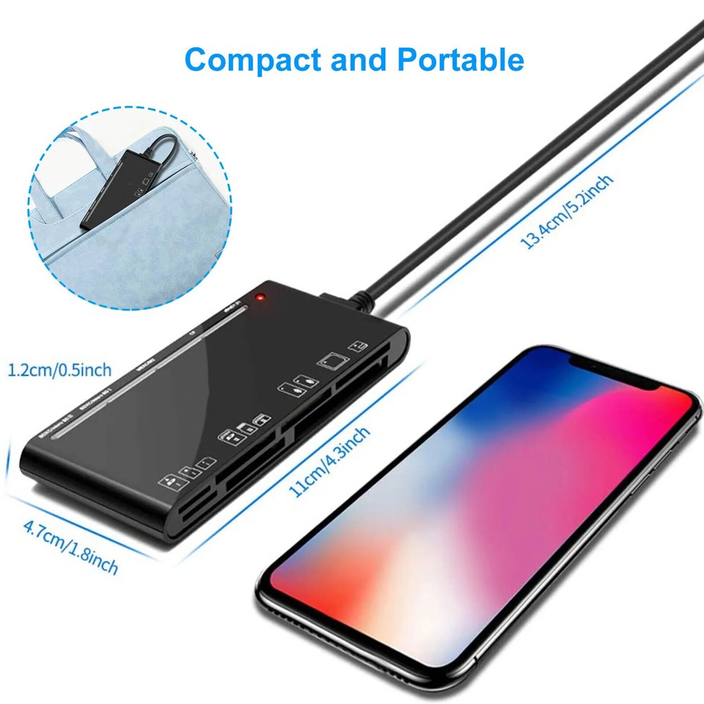 Memory Card Reader, USB 3.0 7 in 1 Adapter Hub, for SD, CF, TF, Micro SD, XD, MS