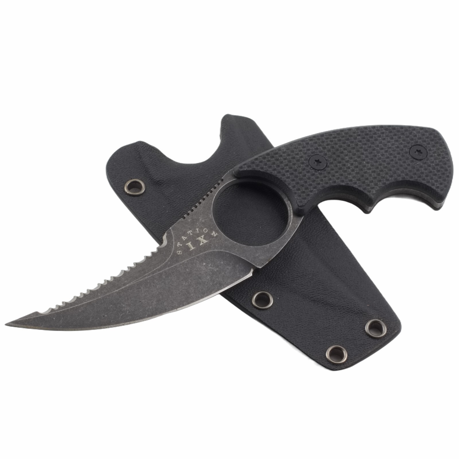 Station IX La Griffe Fixed Blade Knife Sawback VG-10 Black G10 Handle