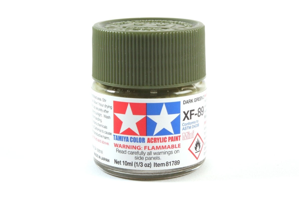 Tamiya 81789 XF-89 Dark Green 2 Mini Paint 10ml Small Bottle - US