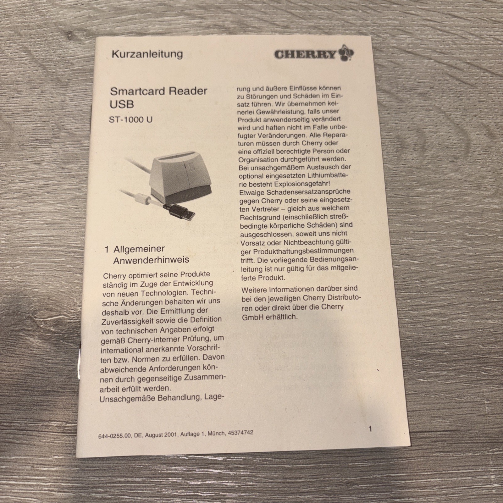 Cherry ST-1000UB USB Smart Card Reader New, Open Box