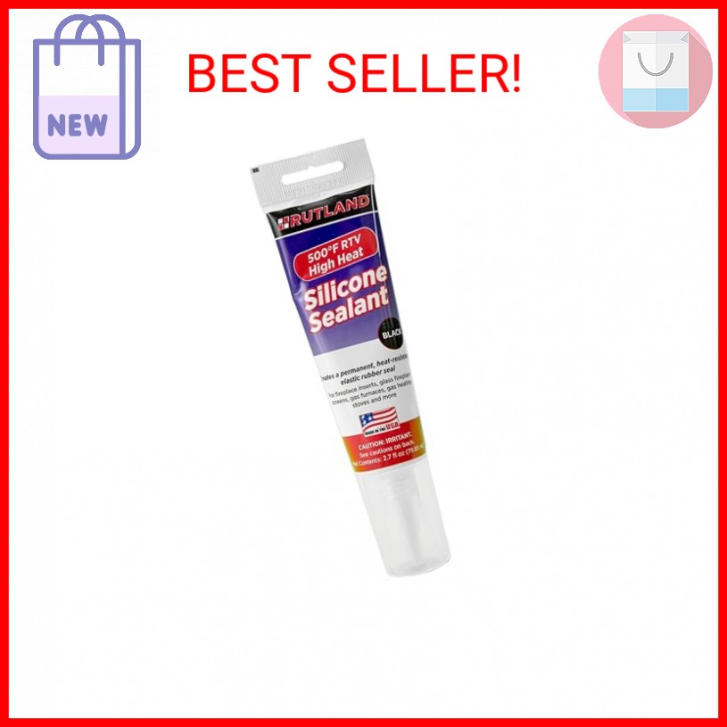 Rutland 500°F RTV High Heat Silicone, High Temperature Sealant, Black, 2.7 oz Tu