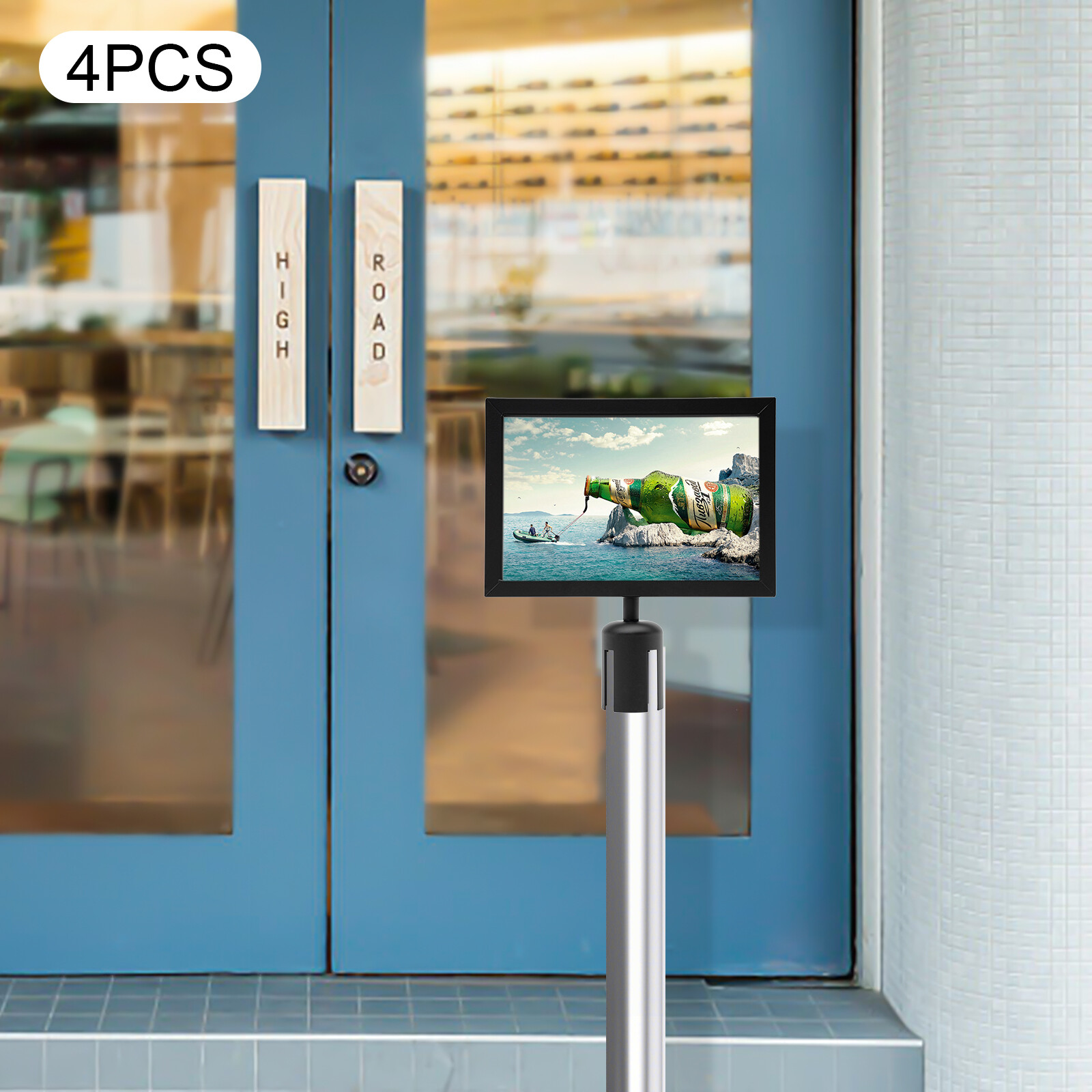 4 Pcs Sign Holder Poster Landscape Display Double Sided Sign Frame Baking Paint