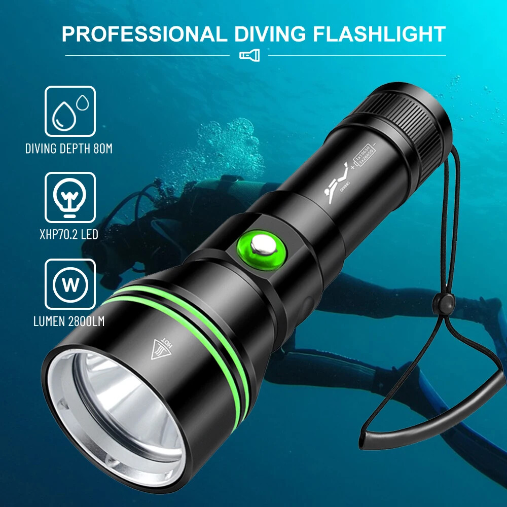Dive Lights Scuba P70 LED Flashlight Waterproof Underwater Lights Diving Torch