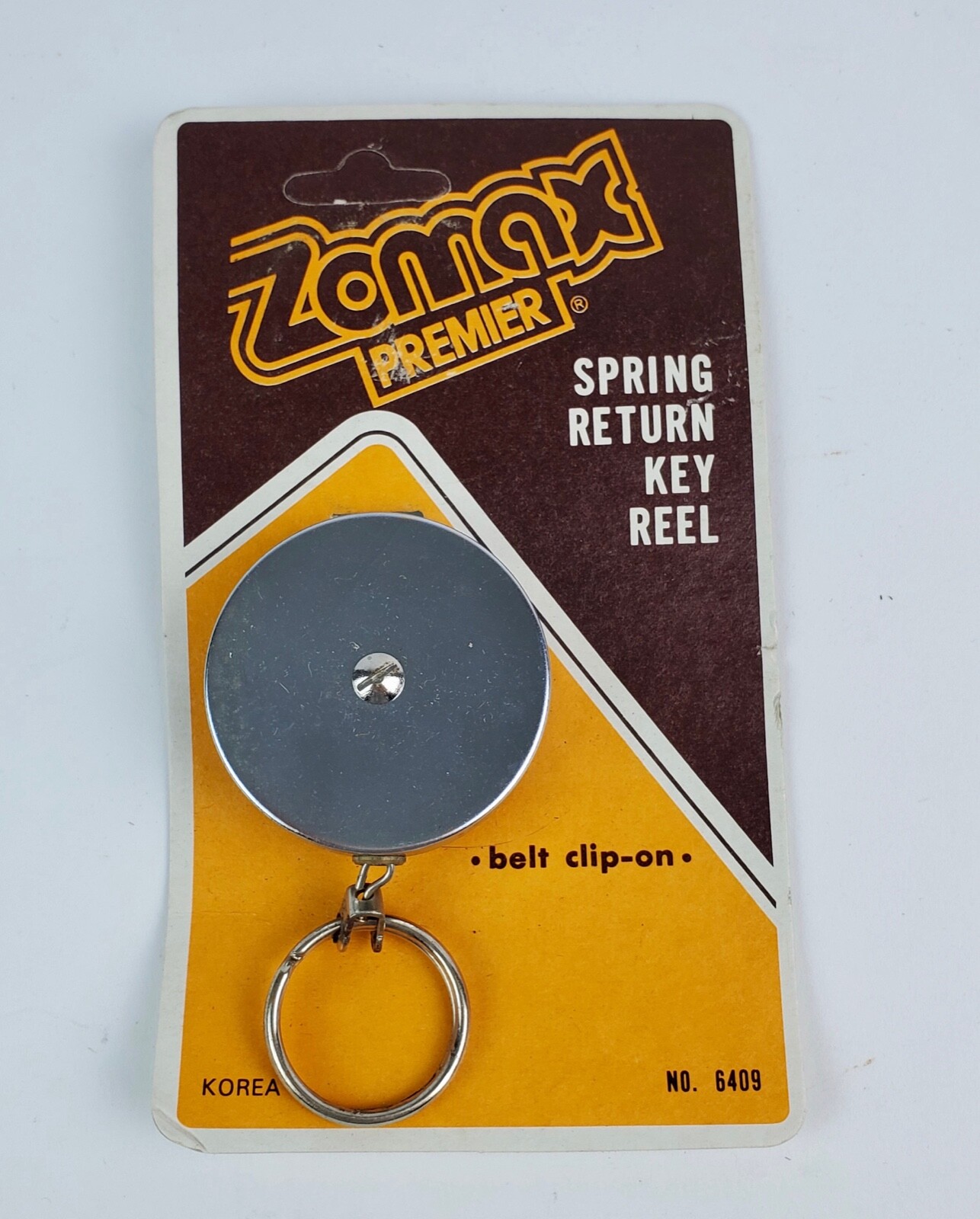 Vintage Zomax Retractable chain link keychain w/ metal chainlink belt clip-on
