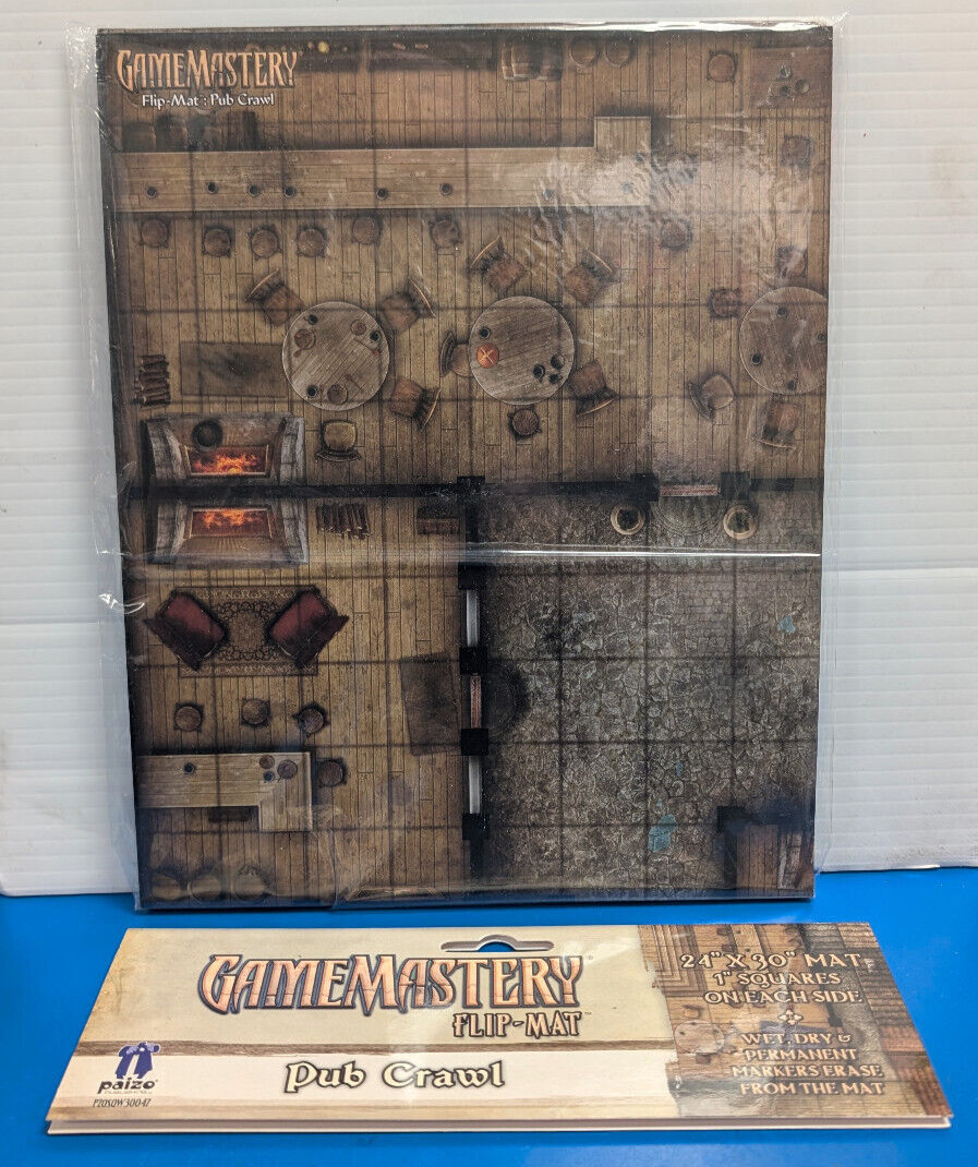 D&D GAMEMASTERY FLIP-MAT PUB CRAWL 2012 30047 PAIZO 2-SIDED MAP OPEN BUT NEW