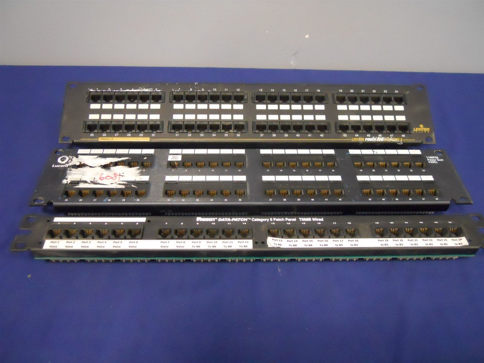Lot 3x Patch Panels: Lucent 1100PSE, Leviton 59484-B48, Panduit T568B