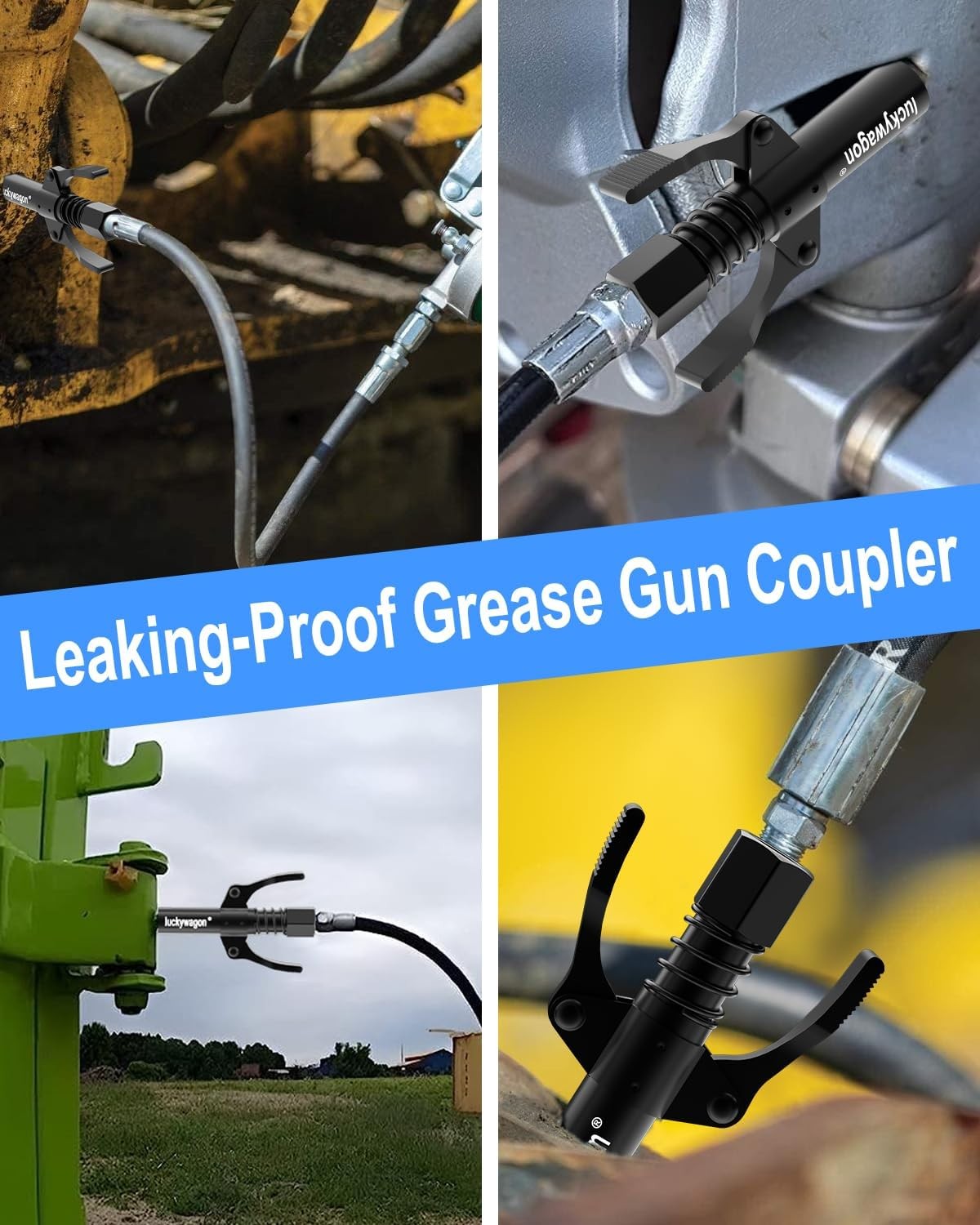 Grease Gun Coupler Black Leakproof Grease Gun Tips Quick Lock Release High Pr...
