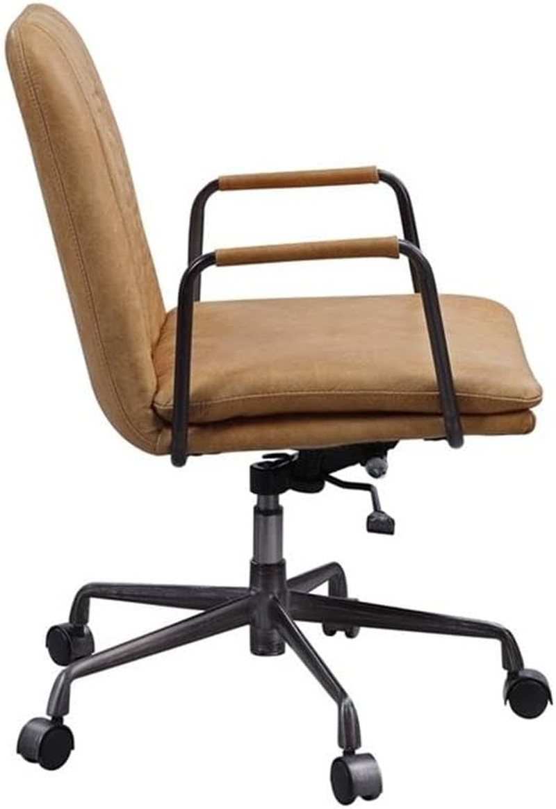 Eclarn Leather Adjustable Height Swivel Office Chair in Brown