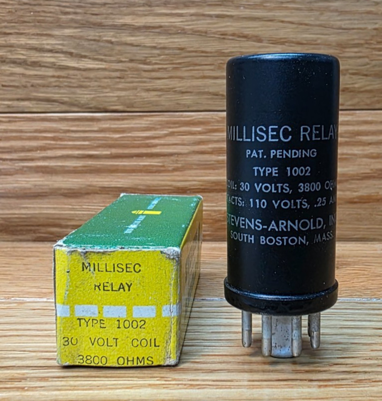 STEVENS ARNOLD millisec RELAY 30V COIL  3800 ohms NOS/NIB Type 1002