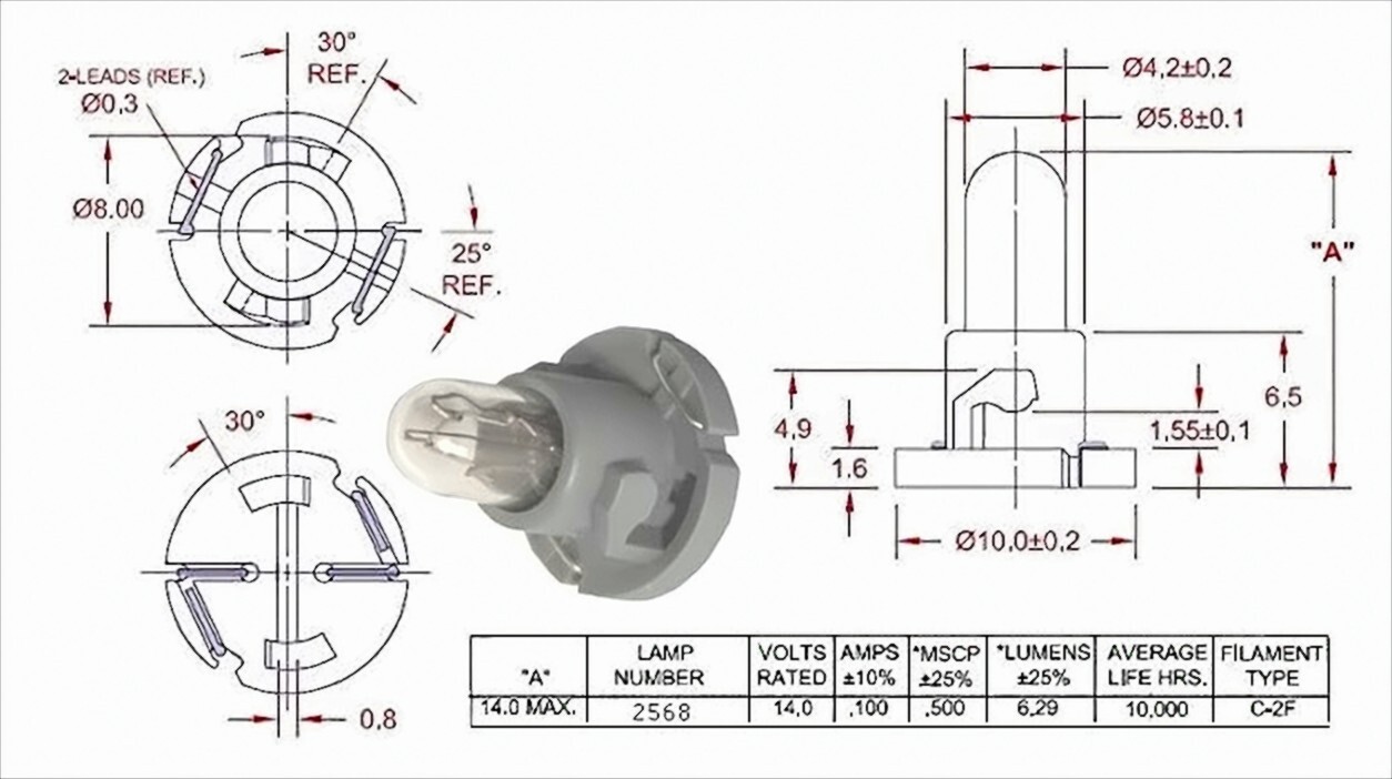 Instrument Cluster Bulb, 10pcs,  Replaces Navistar 2506796C1