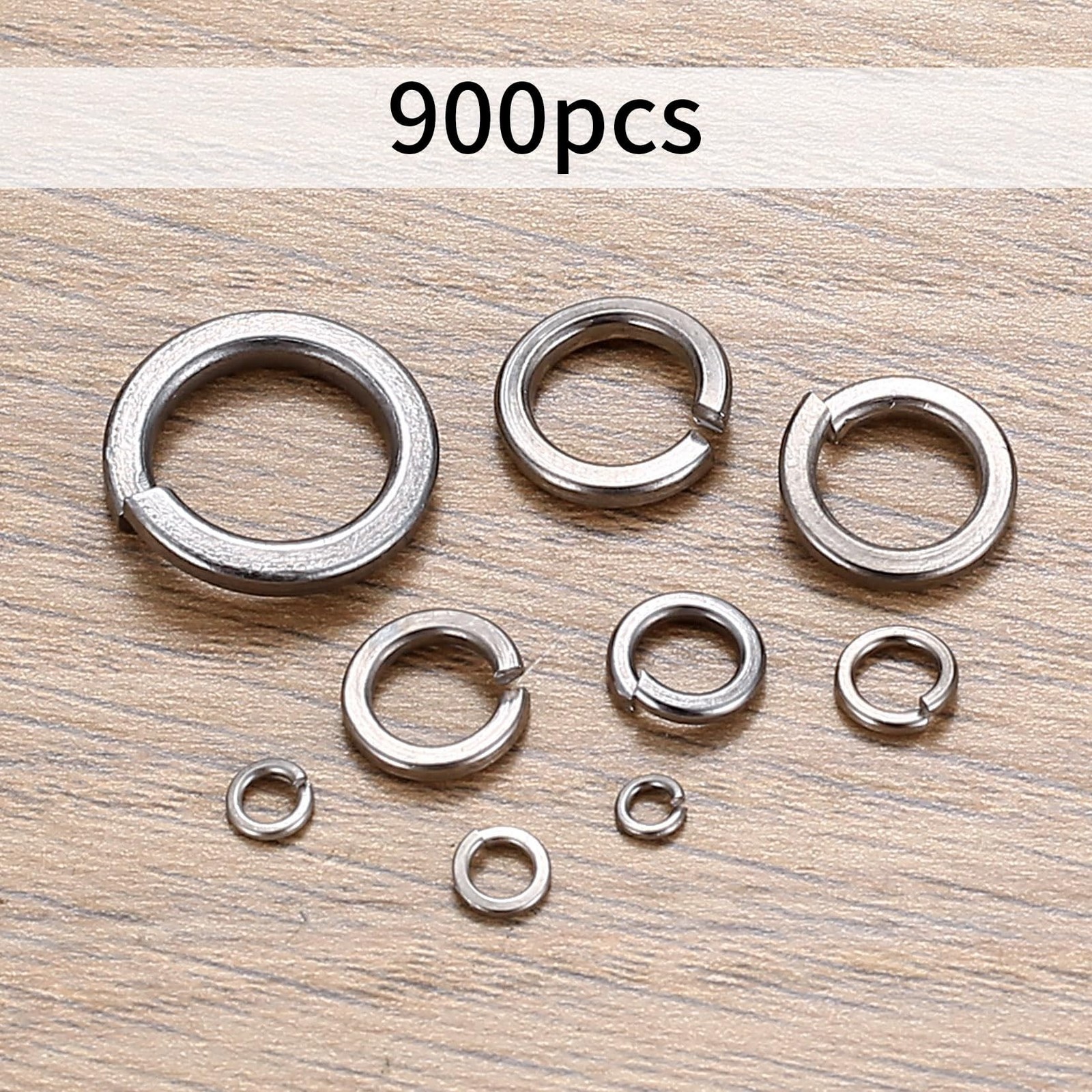 900 PCS Stainless Steel Spring Lock Washer, Split Lock Washer, Split Ring Was...