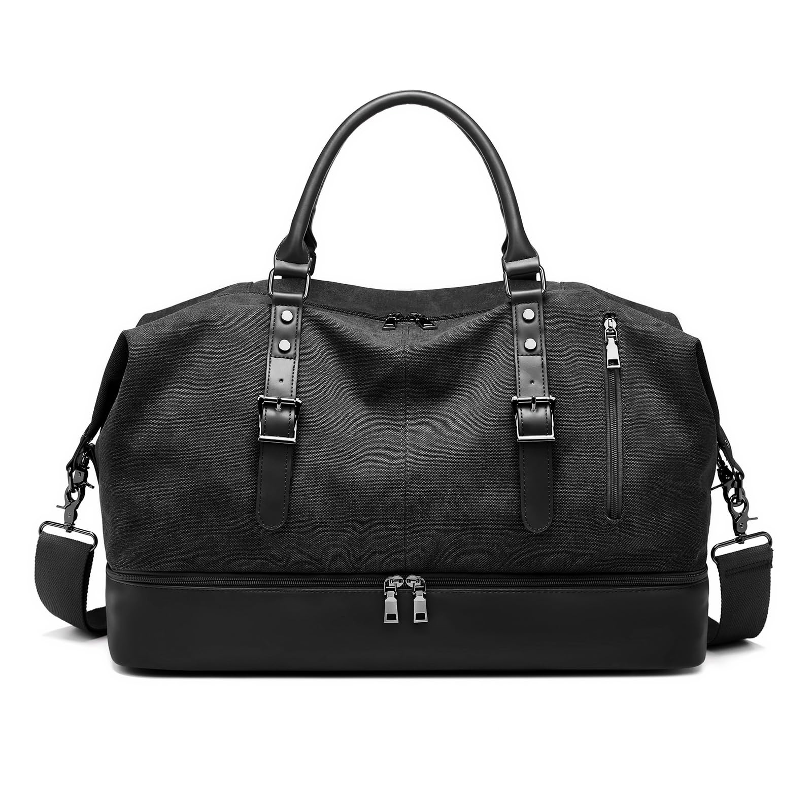 Canvas Duffle Bag for Travel, Weekender Overnight Bag for Women Men with Shoe...