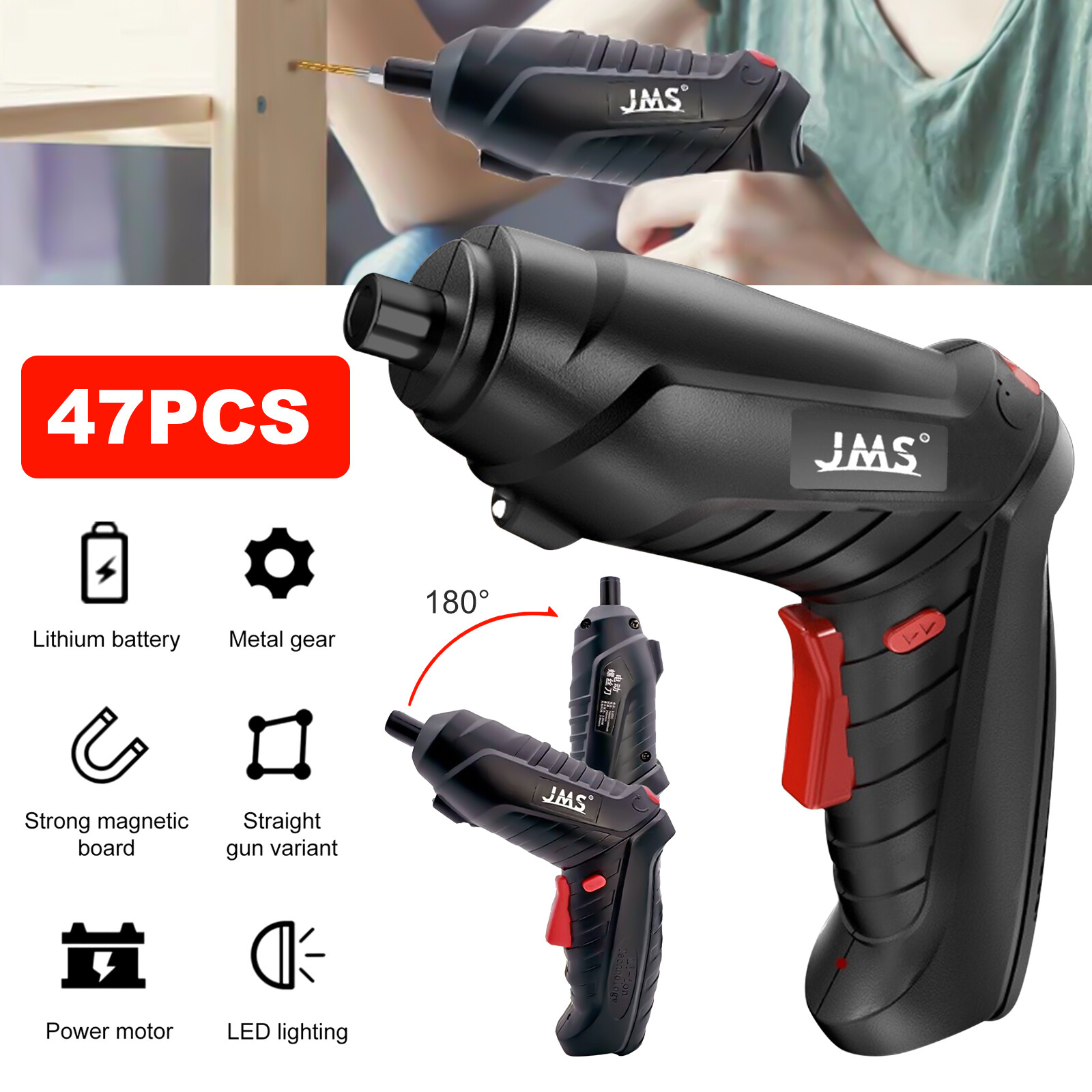 47 in 1 Rechargeable Wireless Cordless Electric Screwdriver Drill Set Power Tool