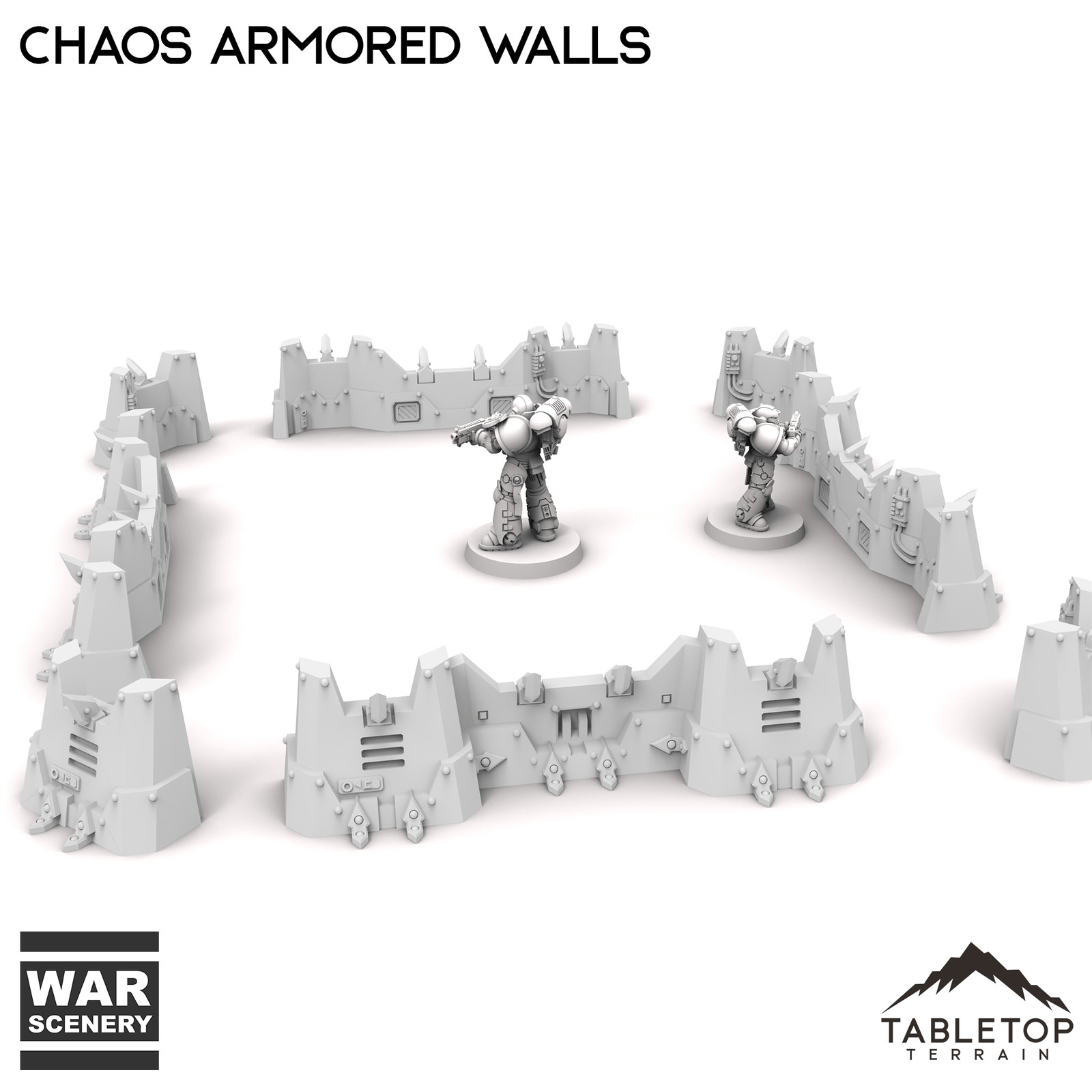 Chaos Armored Walls - Fantasy Grimdark Demon Terrain