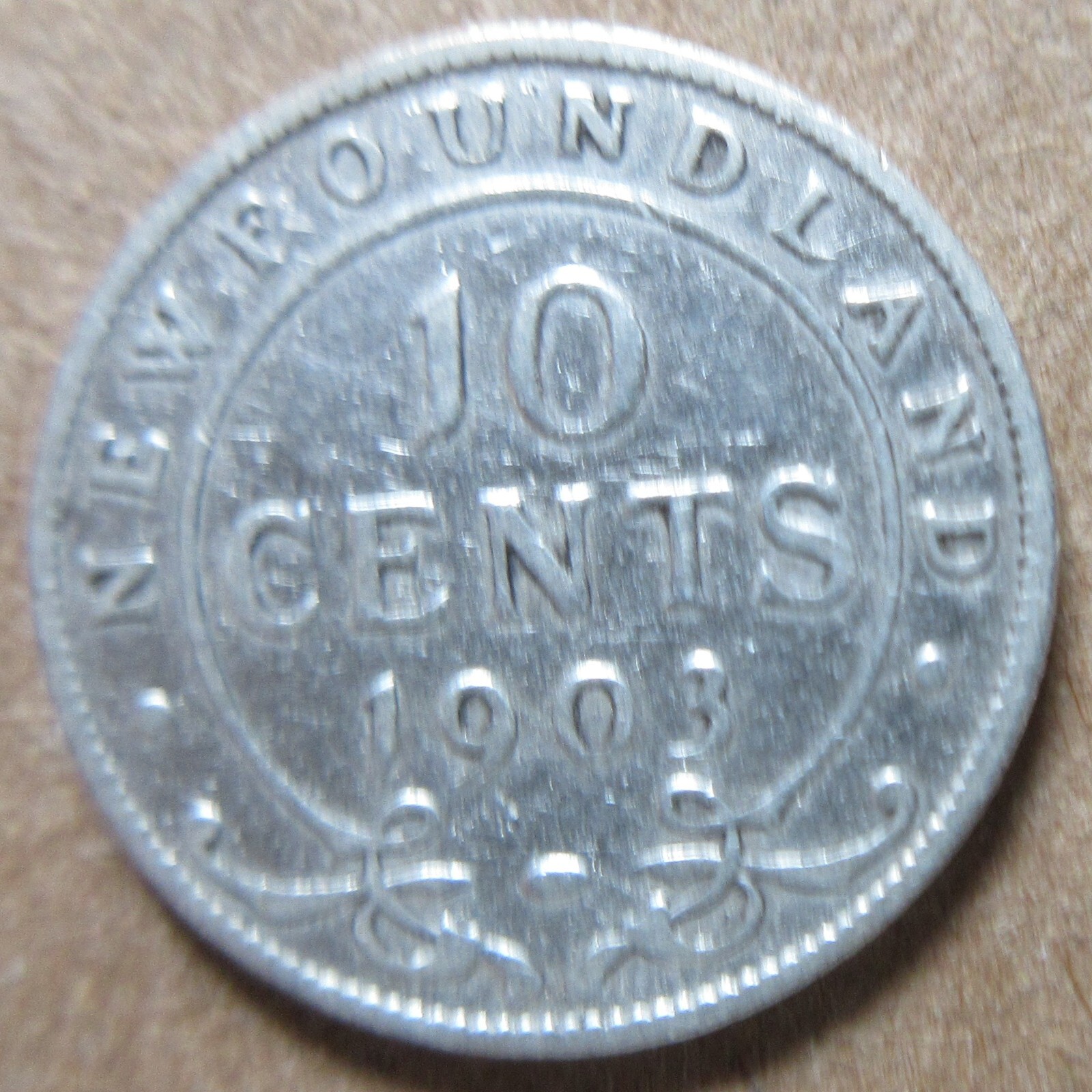 1903 Canada Newfoundland Silver Ten Cents Coin. Rare Dime 10 cents 10c (RP2-4)