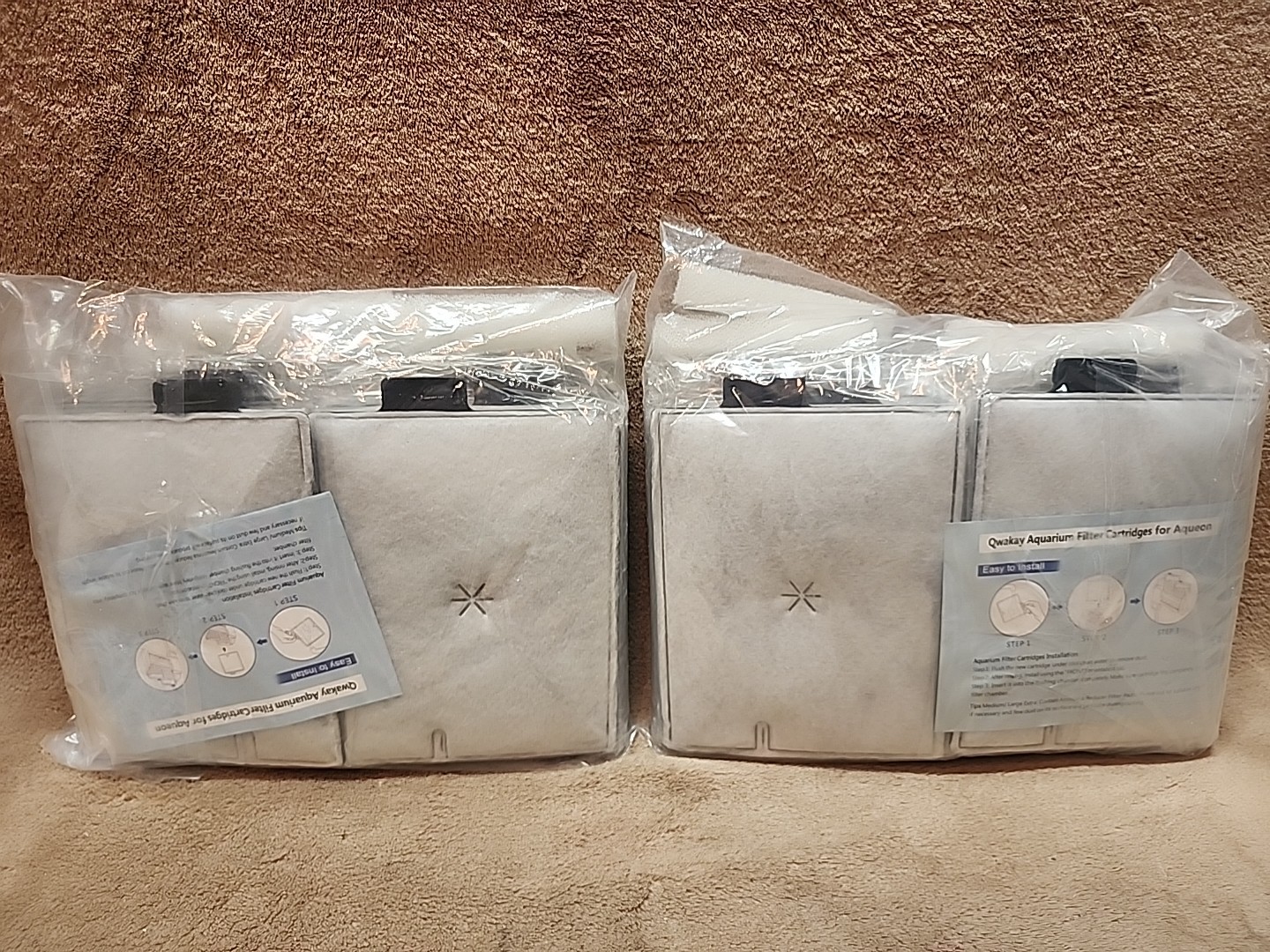 2 Sets: Large Replacement Filters for Aqueon Aquarium Ea Bag 8 Filters & 4 Pads